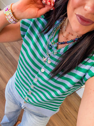 Heartbreaker Striped Sweater Vest-Blue