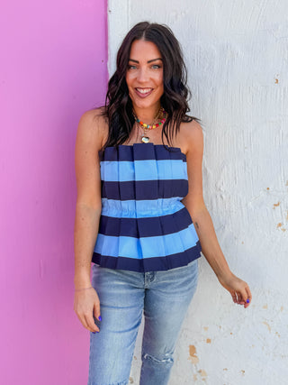Lila Striped Top-Navy
