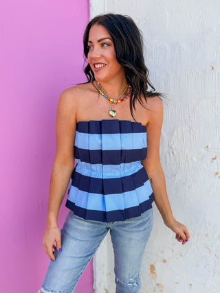 Lila Striped Top-Navy
