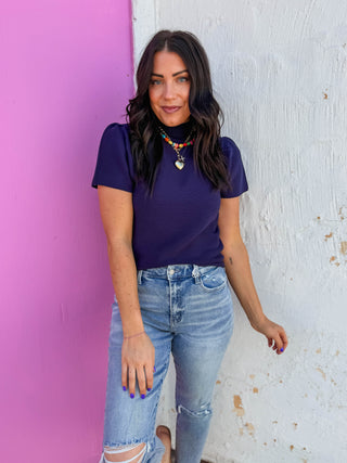 Tiffany Knit Top-Navy