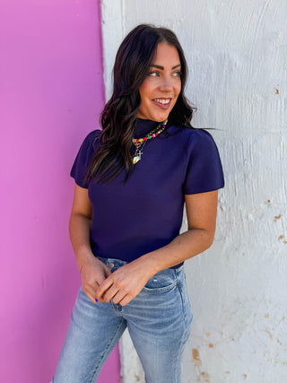 Tiffany Knit Top-Navy