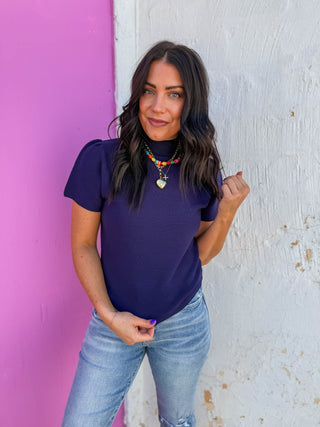 Tiffany Knit Top-Navy
