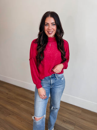 Callie Sweater-Dark Red