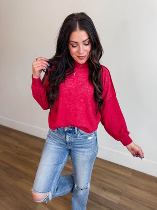 Callie Sweater-Dark Red