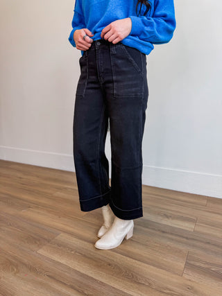 Blakely High Rise Wide Leg Denim-Black