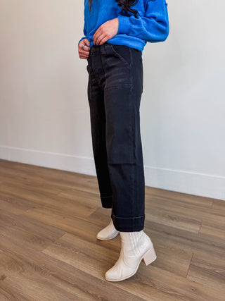 Blakely High Rise Wide Leg Denim-Black