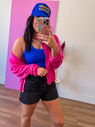 Cool Girl Striped Tank-Royal Blue