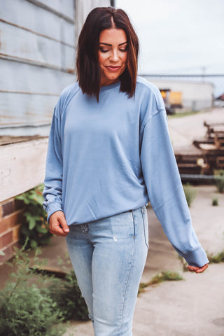 Evelyn Crewneck-Grey Blue