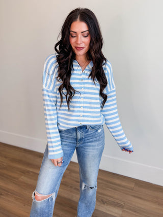 Take It Easy Cardigan-Light Blue