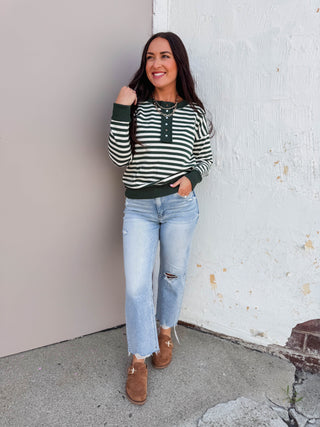 Thea Striped Henley Pullover