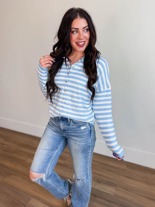 Take It Easy Cardigan-Light Blue