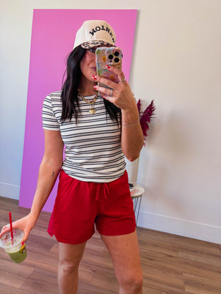 Macey Active Shorts-Red