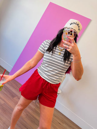 Macey Active Shorts-Red