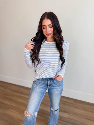 Kerri Striped Sweater-Blue