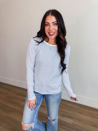 Kerri Striped Sweater-Blue