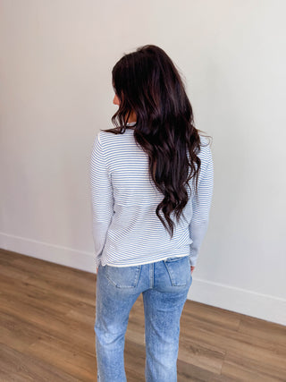 Kerri Striped Sweater-Blue