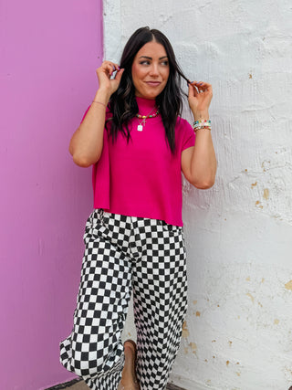 Elladee Knit Top-Hot Pink