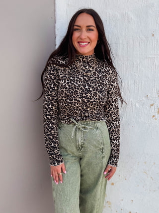 Sofia Leopard Top-Brown