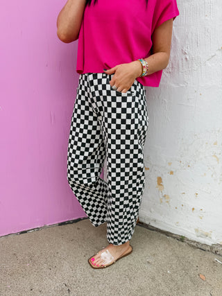Checkmate Barrel Pants-Black