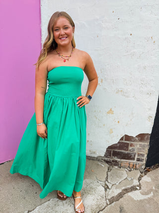 Having A Moment Midi Dress-Green