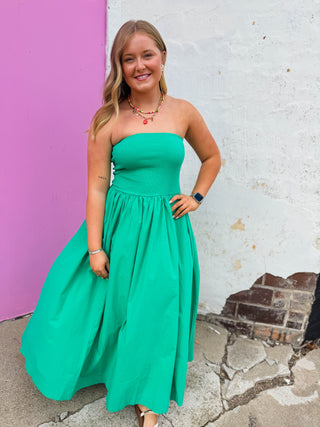 Having A Moment Midi Dress-Green