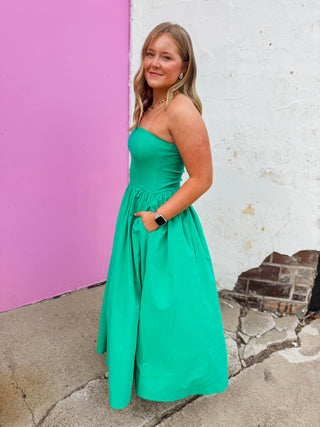 Having A Moment Midi Dress-Green