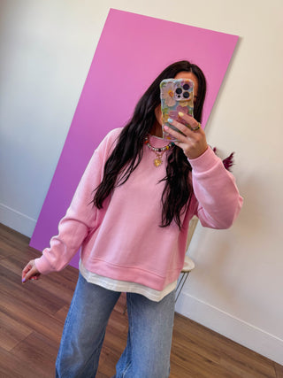 Always On Crewneck-Candy Pink