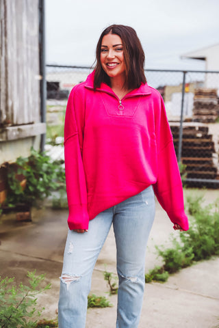 Reagan Sweater-Fuchsia