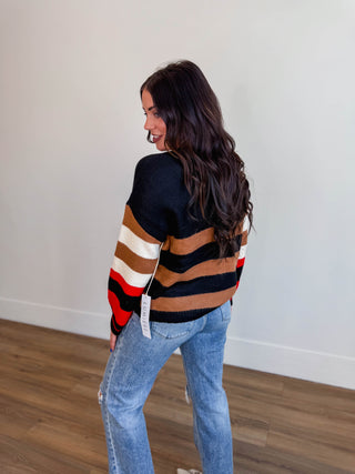 Eli Striped Sweater-Black Mix