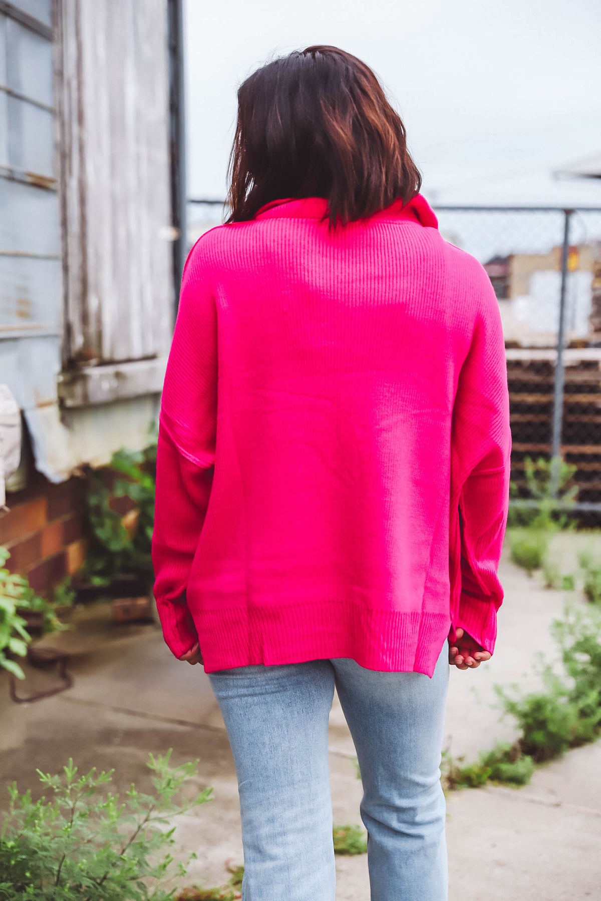 Reagan Sweater-Fuchsia