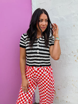 Masyn Striped Knit Top