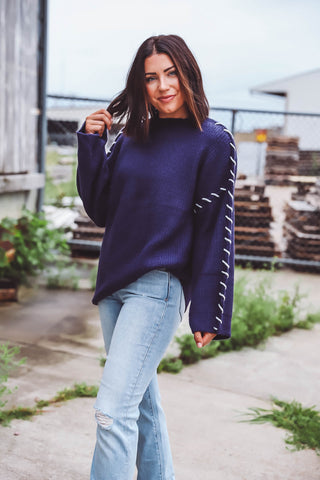 Teddy Sweater-Navy