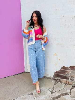 Good Energy Polka Dot Barrel Jeans