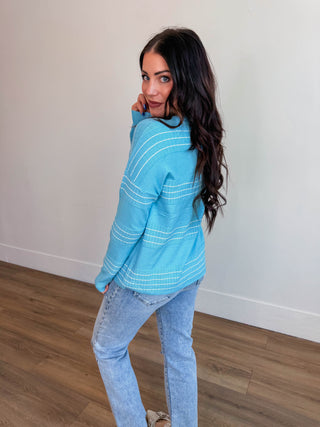Lucy Striped Sweater-Sky Blue