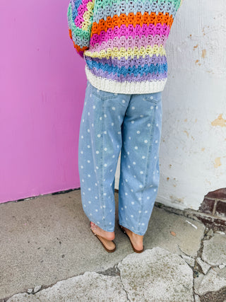 Good Energy Polka Dot Barrel Jeans