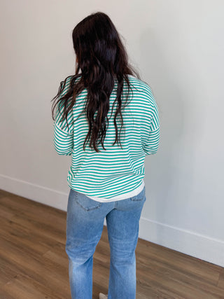Allison Striped Sweater-Green