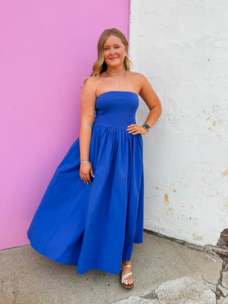 Having A Moment Midi Dress-Cobalt