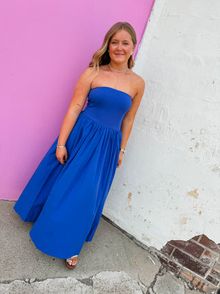 Having A Moment Midi Dress-Cobalt
