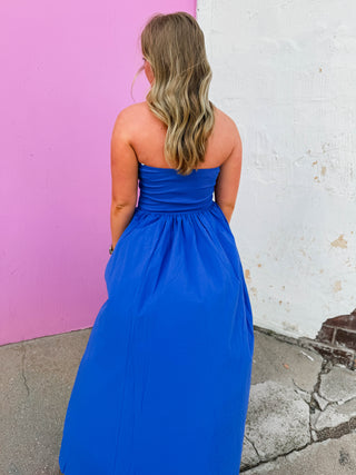 Having A Moment Midi Dress-Cobalt
