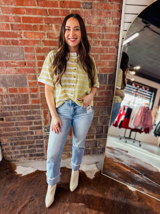 Sloane Striped Button Down Tee