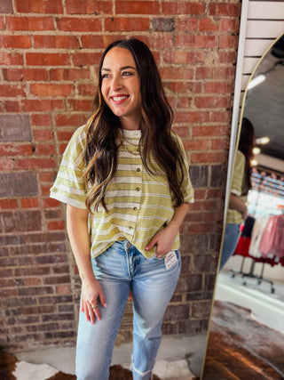 Sloane Striped Button Down Tee