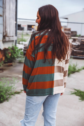 Maggie Color Block Sweater-Camel/Slate