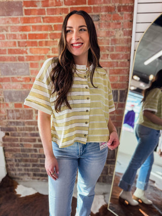 Sloane Striped Button Down Tee