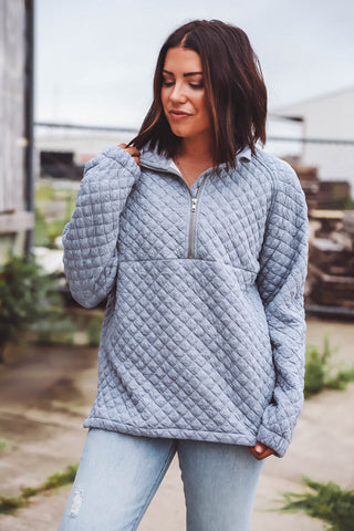 Jess Half Zip Pullover-H. Grey