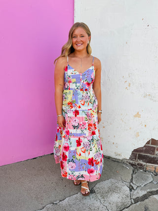 Pretty In Patchwork Midi Dress