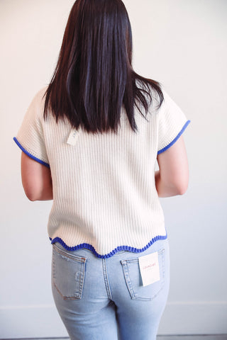 Haley Knit Top-Off White/Blue