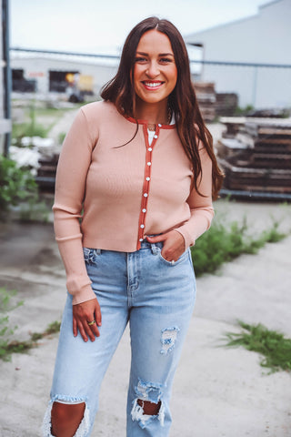 Kassie Knit Top-Dusty Peach