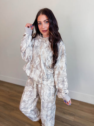 Elevated Essential Hoodie-Grey Camo