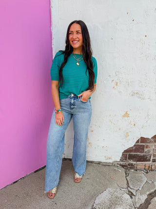 Mallory Knit Top-Dark Jade
