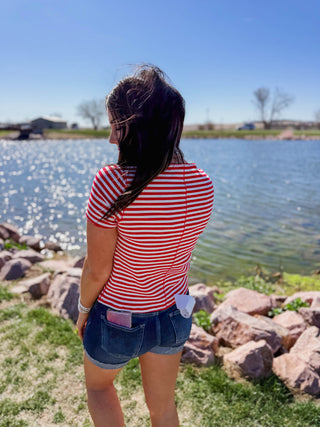 Annika Striped Top-Red/White
